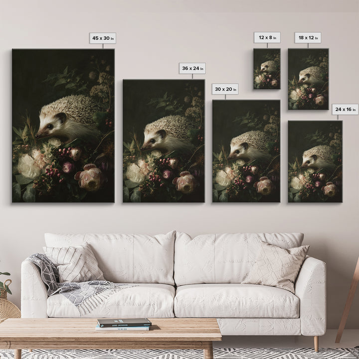 Hedgehog Carrying Wildflowers Canvas Print, Whimsical Art, Nursery Prints, Living Room Decor, Watercolor Art, Wonder, WHI-2x3-95