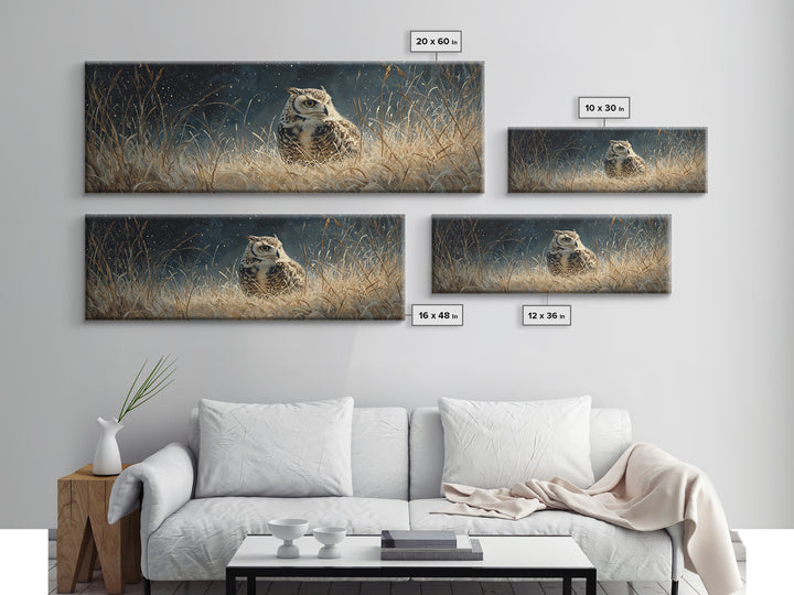 Owl Wearing Spectacles Among Stars Canvas Print, Whimsical Art, Dark Academia Decor, Living Room Decor, Fine Art, Wonder, WHI-3x1-46