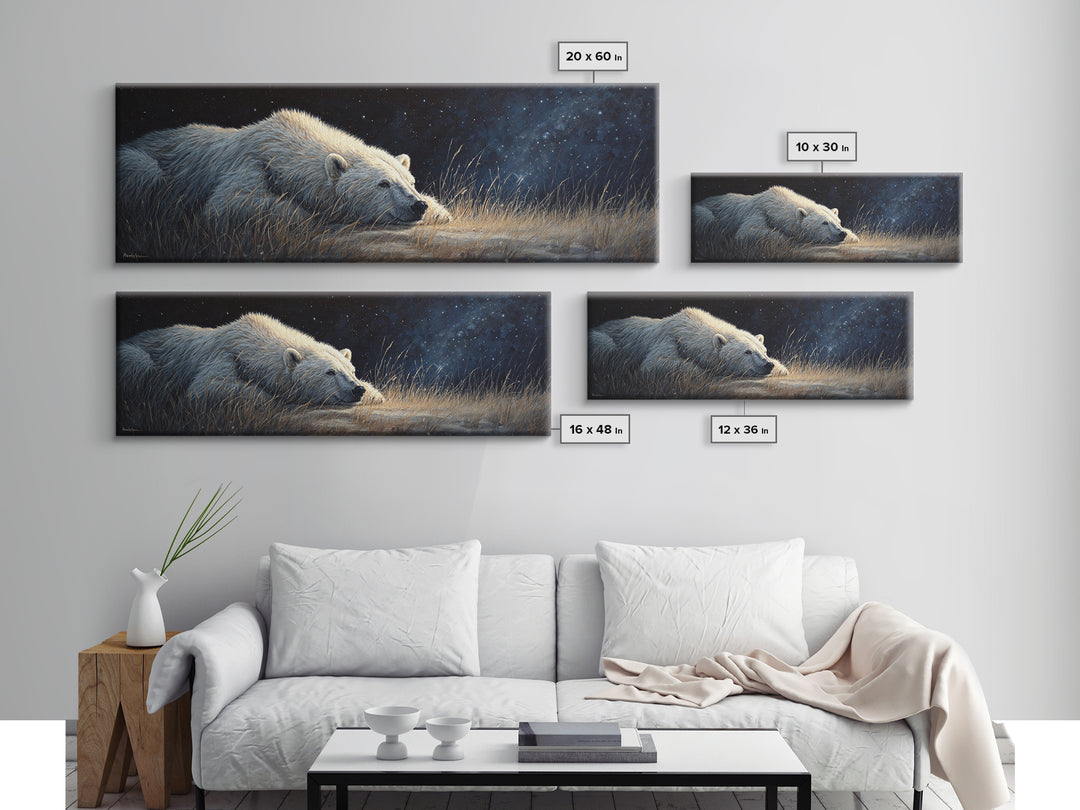 Bear Painting Stars Onto the Night Sky Canvas Print, Whimsical Art, Bird Art, Living Room Decor, Abstract Art, Wonder, WHI-3x1-49