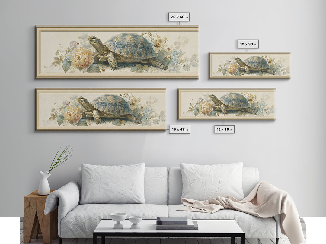 Turtle with Garden Growing on Shell Canvas Print, Whimsical Art, Boho Decor, Living Room Decor, Fine Art, Wonder, Digital Art, WHI-3x1-62