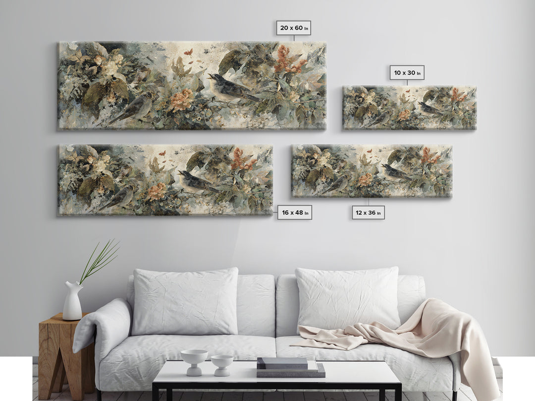 Bird Delivering a Tiny Love Letter Framed Canvas Print, Whimsical Art, Contemporary Art, Living Room Decor, Fine Art, Wonder, WHI-3x1-63