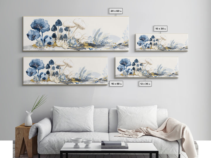 Teacup Garden with Tiny Mushrooms Framed Canvas Print, Whimsical Art, Home Decor, Living Room Decor, Fine Art, Wonder, WHI-3x1-68