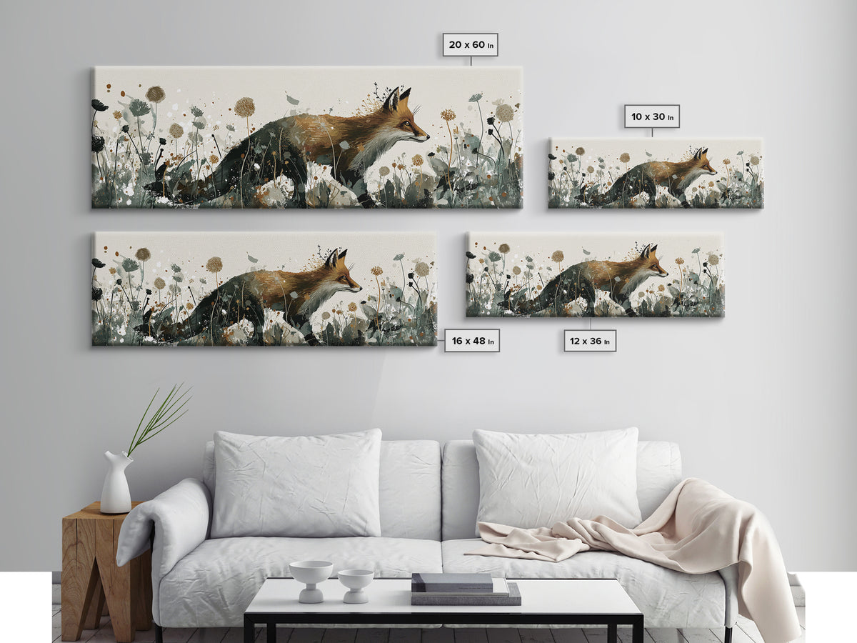 Fox Wearing a Tiny Crown Framed Canvas Print, Whimsical Art, Boho Decor, Living Room Decor, Fine Art, Wonder, Digital Art, WHI-3x1-89