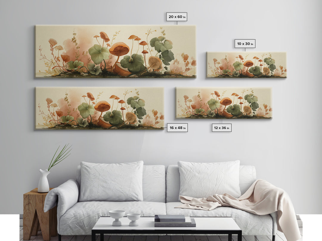 Teacup Garden with Tiny Mushrooms Canvas Print, Whimsical Art, Printable Wall Art, Living Room Decor, Fine Art, Wonder, WHI-3x1-92