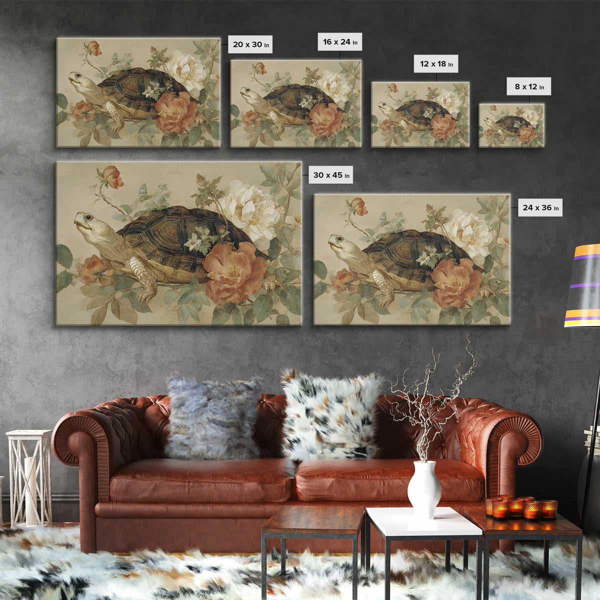 Turtle with Garden Growing on Shell Canvas Print, Whimsical Art, Printable Art, Living Room Decor, Fine Art, Wonder, Cat Art, WHI-3x2-26