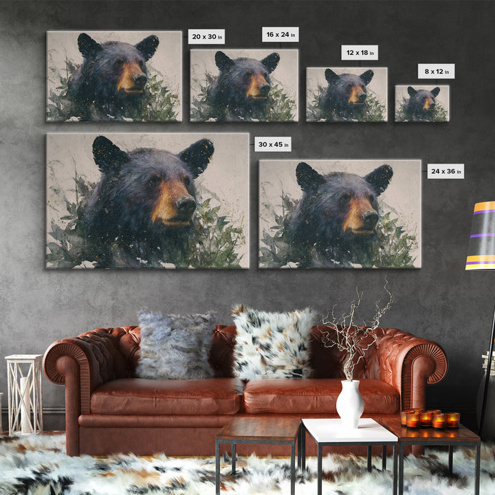Bear Painting Stars Onto the Night Sky Canvas Print, Whimsical Art, Nursery Prints, Living Room Decor, Oil Painting, Wonder, WHI-3x2-61