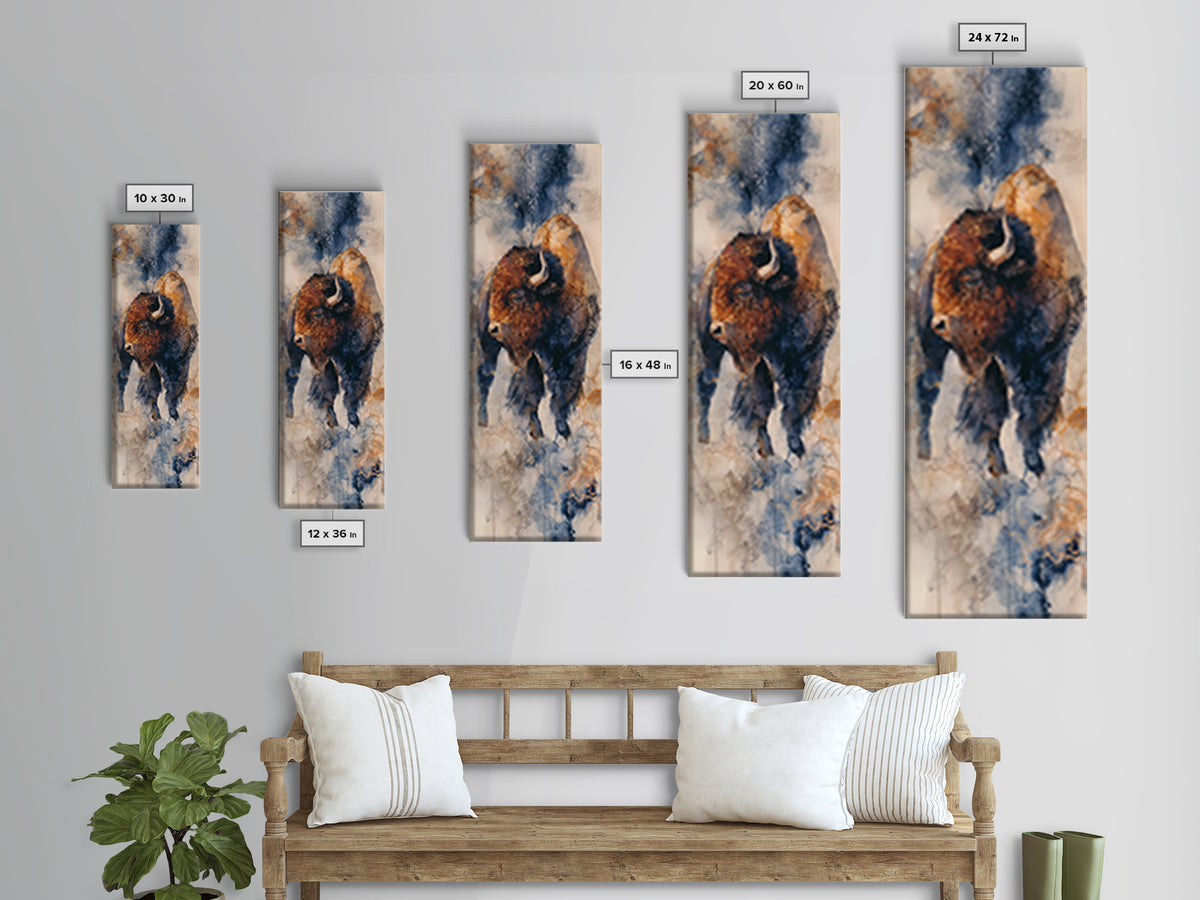 Lion Emerging from Golden Savanna Grass Framed Canvas Print, Wildlife Art, Textured Painting, Living Room Decor, Fine Art, Wild, WIL-1x3-61