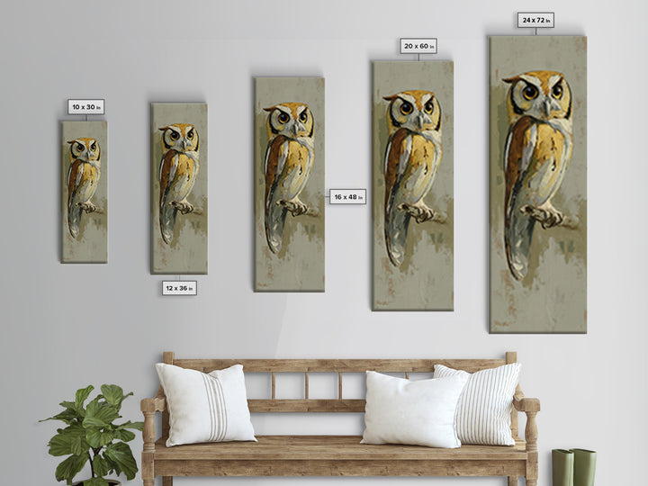 Owl Perched in Moonlit Woodland Canvas Print, Wildlife Art, Wall Art Print, Living Room Decor, Fine Art, Wild, Canvas Painting, WIL-1x3-72