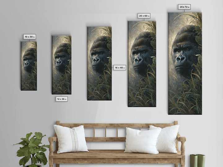 Gorilla Portrait with Powerful Gaze Canvas Print, Wildlife Art, Art Print, Living Room Decor, Fine Art, Wild, Digital Wall Art, WIL-1x3-77
