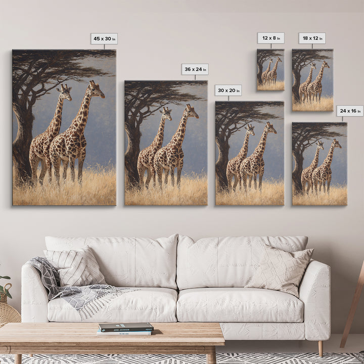 Giraffe Pair under Acacia Tree Canvas Print, Wildlife Art, Gallery Decor, Living Room Decor, Fine Art, Wild, Contemporary Art, WIL-2x3-15