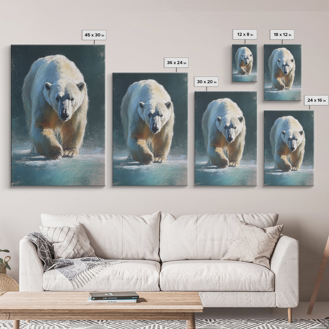 Polar Bear Crossing Blue Ice Canvas Print, Wildlife Art, Art Print, Living Room Decor, Fine Art, Wild, Digital Wall Art, WIL-2x3-23