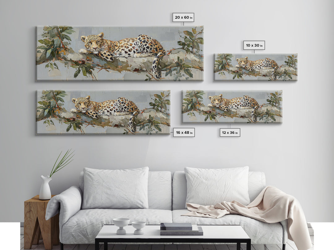 Leopard Resting on Tree Branch Canvas Print, Wildlife Art, Leopard Wall Art, Living Room Decor, Fine Art, Wild, Fine Art Print, WIL-3x1-6