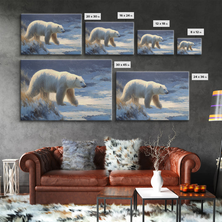 Polar Bear Crossing Blue Ice Canvas Print, Wildlife Art, Unique Home Decor, Living Room Decor, Abstract Art, Wild, WIL-3x2-43