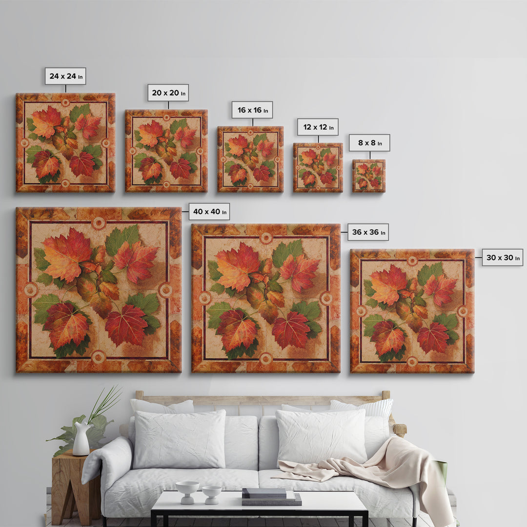 Vine Leaves Turning Autumn Red and Gold Framed Canvas Print, Winery Art, Framed Art, Winery Decor, Fine Art, Vineyard, WIN-1x1-11