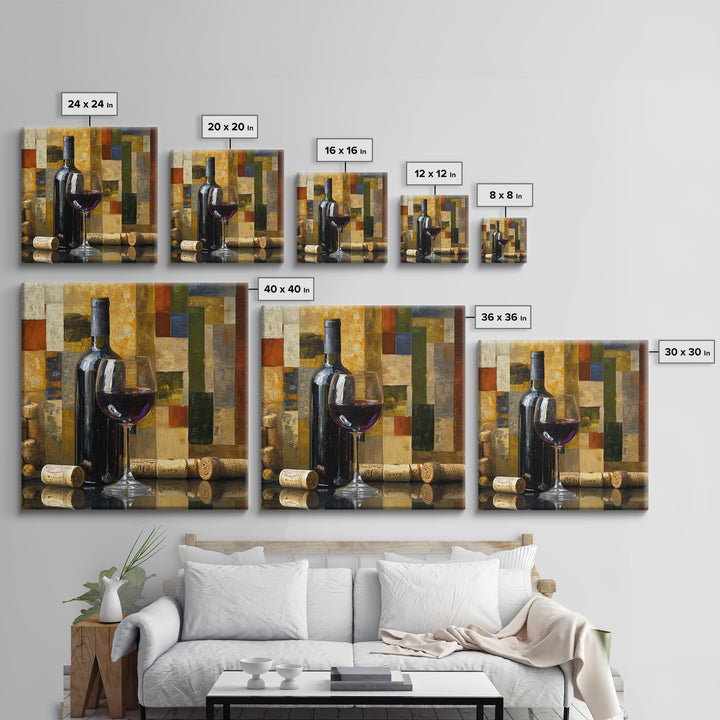 Corks Arranged as Geometric Pattern Canvas Print, Winery Art, Retro Wall Art, Winery Decor, Abstract Art, Vineyard, WIN-1x1-18