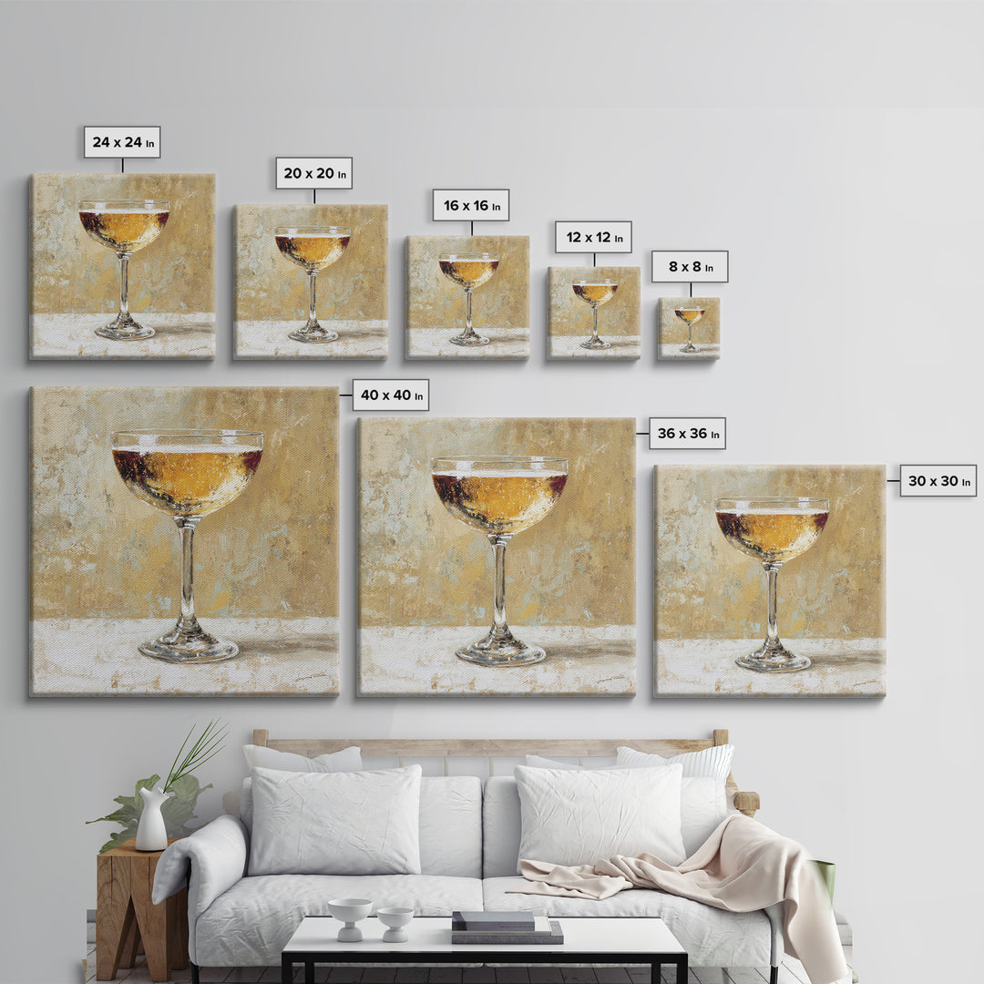 Champagne Coupe with Bubbles and Light Canvas Print, Winery Art, Kitchen Art, Winery Decor, Watercolor Art, Vineyard, WIN-1x1-19