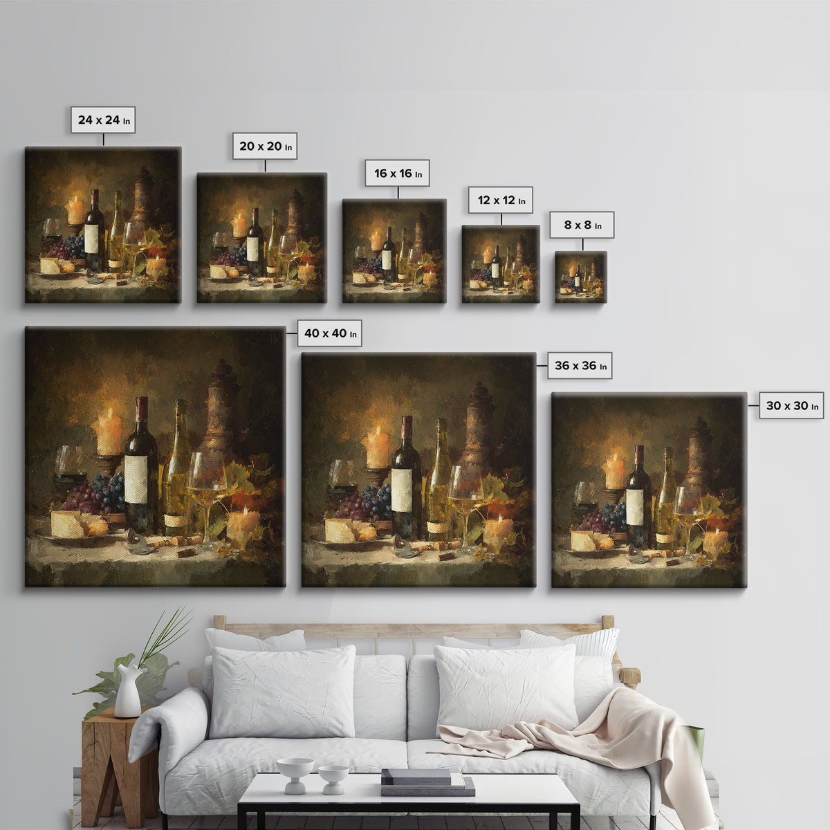 Old Cellar Key and Wine Label Shapes Canvas Print, Winery Art, Oil Painting, Winery Decor, Abstract Art, Vineyard, WIN-1x1-36