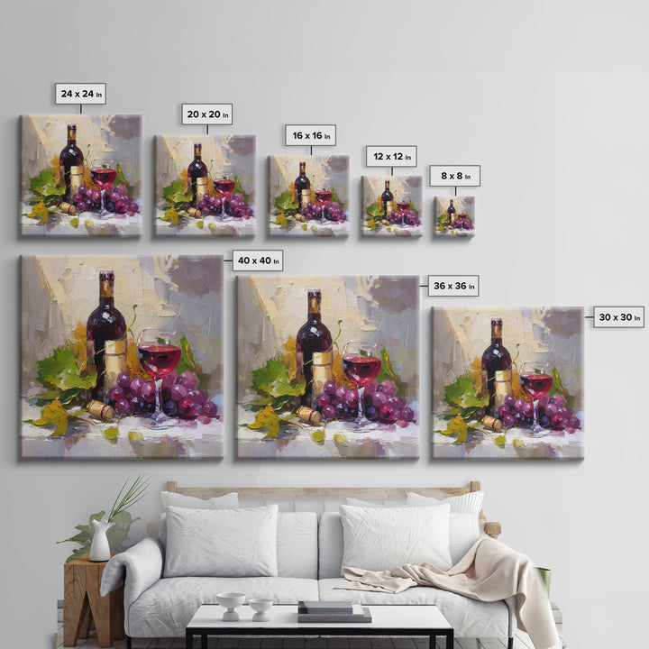 Burgundy Abstract with Gold Accents Framed Canvas Print, Winery Art, Living Room Decor, Winery Decor, Fine Art, Vineyard, WIN-1x1-47