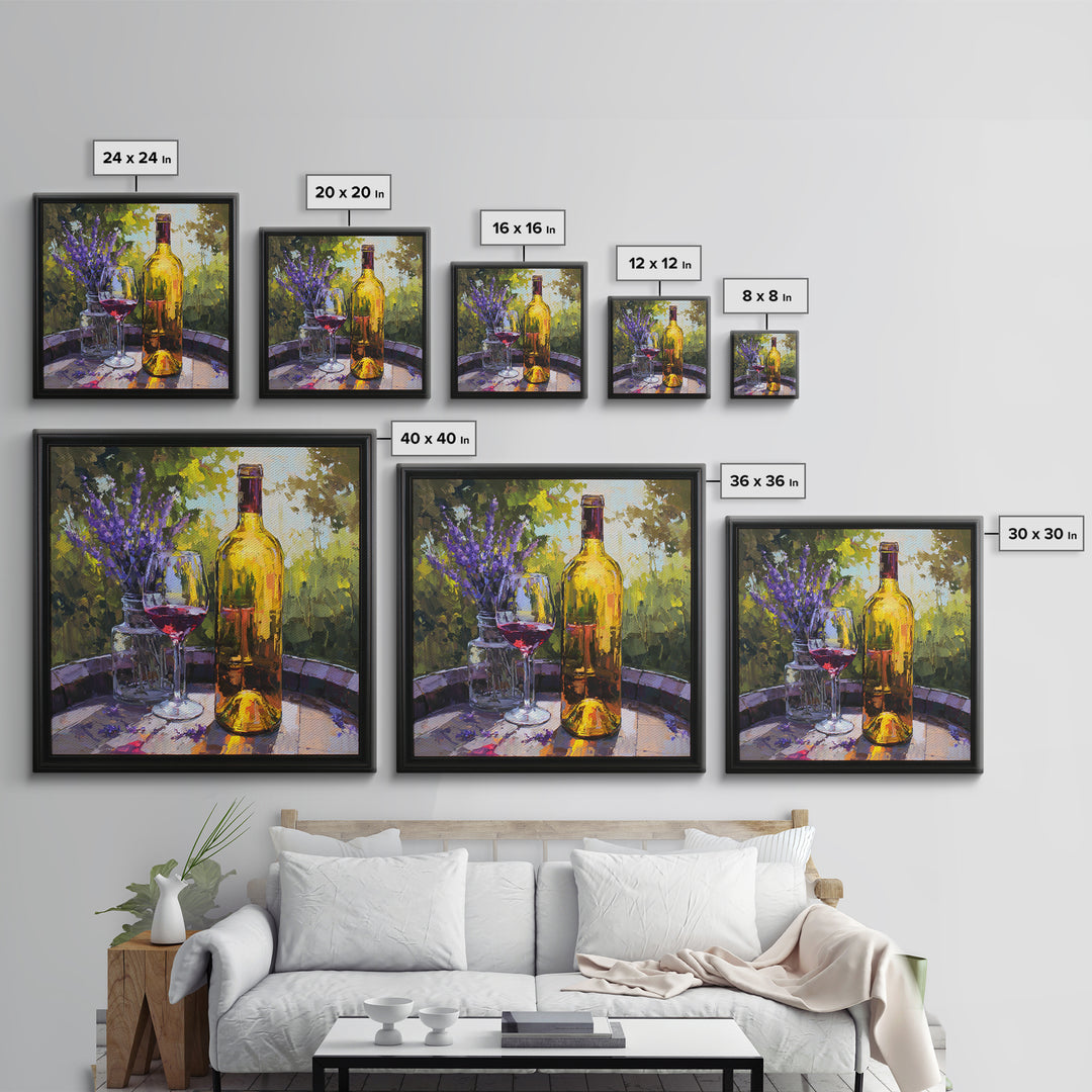 Wine Barrel with Lavender and Sunlight Canvas Print, Winery Art, Travel Poster, Winery Decor, Oil Painting, Vineyard, WIN-1x1-54