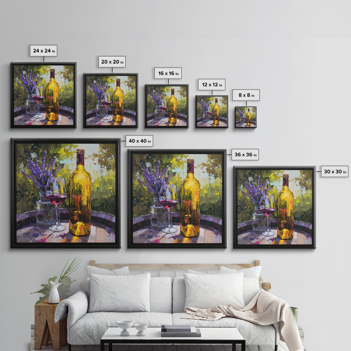Wine Barrel with Lavender and Sunlight Canvas Print, Winery Art, Travel Poster, Winery Decor, Oil Painting, Vineyard, WIN-1x1-54
