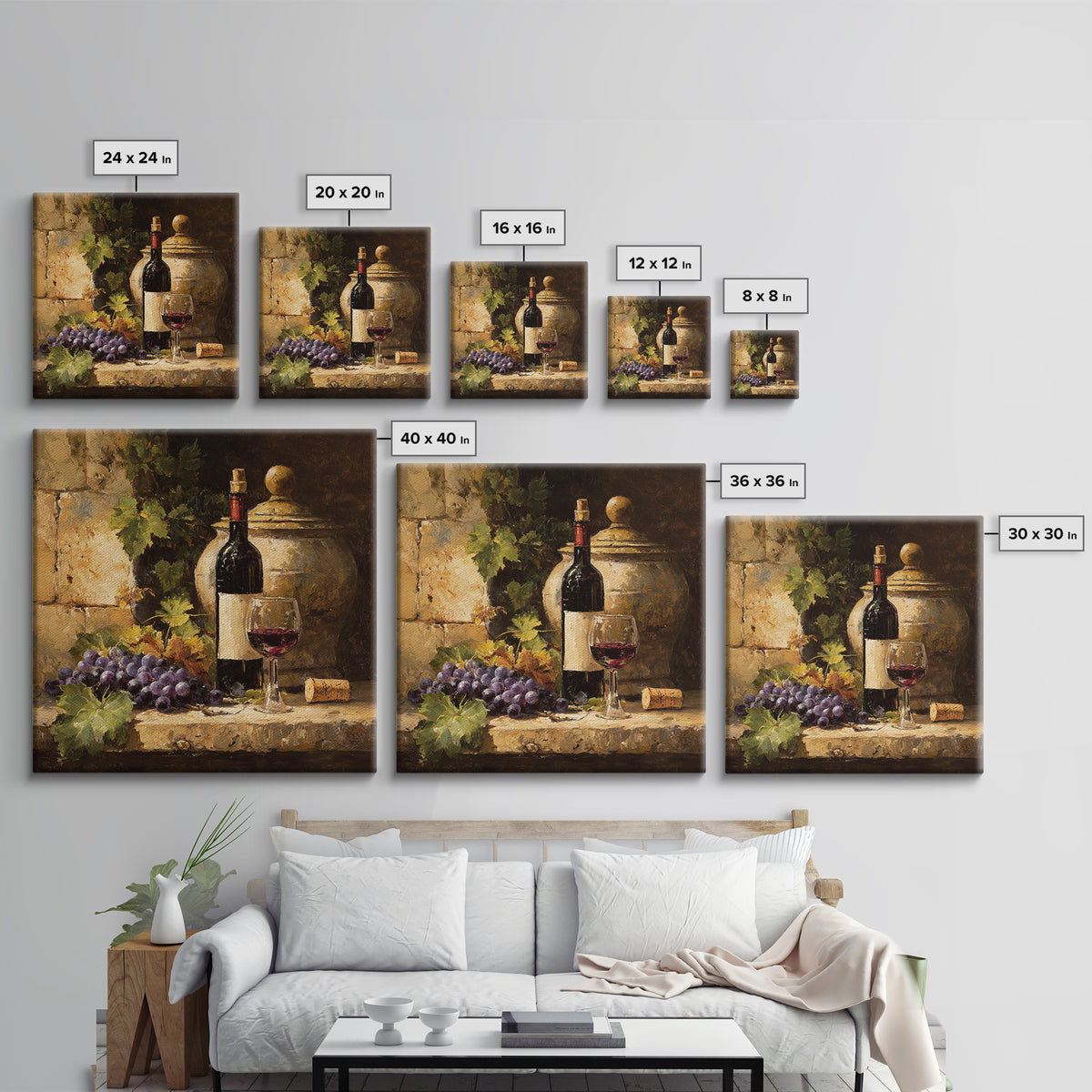 French Vineyard Hills Framed Canvas Print, Winery Art, Artwork, Winery Decor, Fine Art, Vineyard, Bar Decor, Gallery Wall Art, WIN-1x1-56