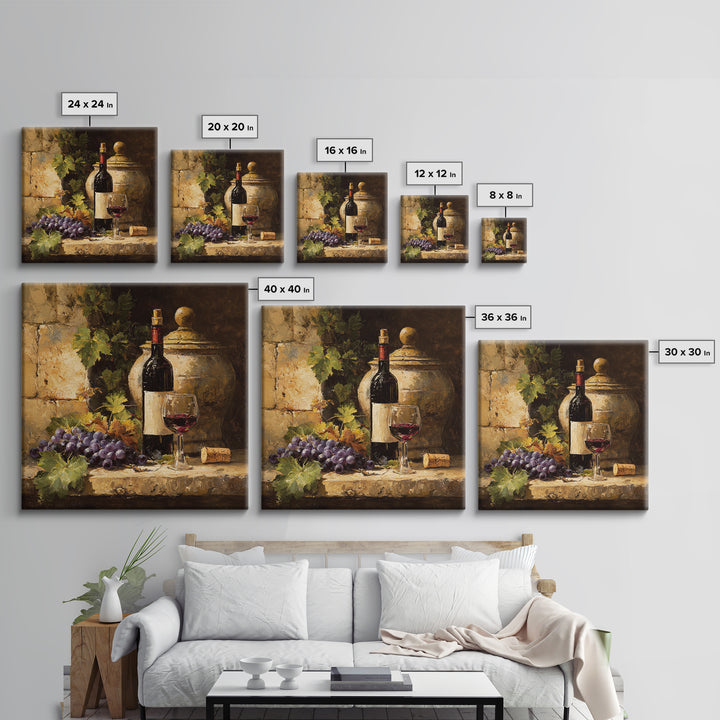French Vineyard Hills Framed Canvas Print, Winery Art, Artwork, Winery Decor, Fine Art, Vineyard, Bar Decor, Gallery Wall Art, WIN-1x1-56