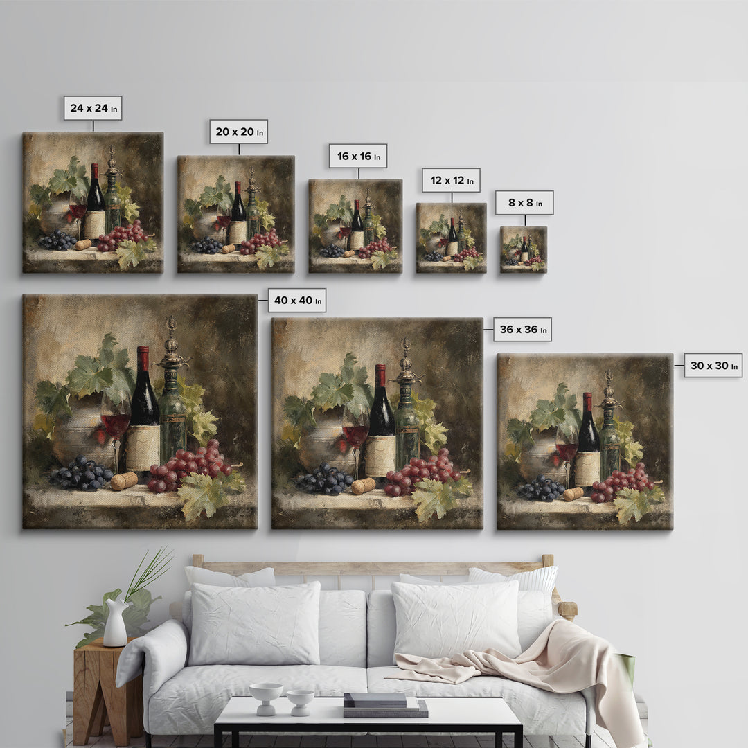 Old Cellar Key and Wine Label Shapes Canvas Print, Winery Art, Retro Wall Art, Winery Decor, Abstract Art, Vineyard, WIN-1x1-60