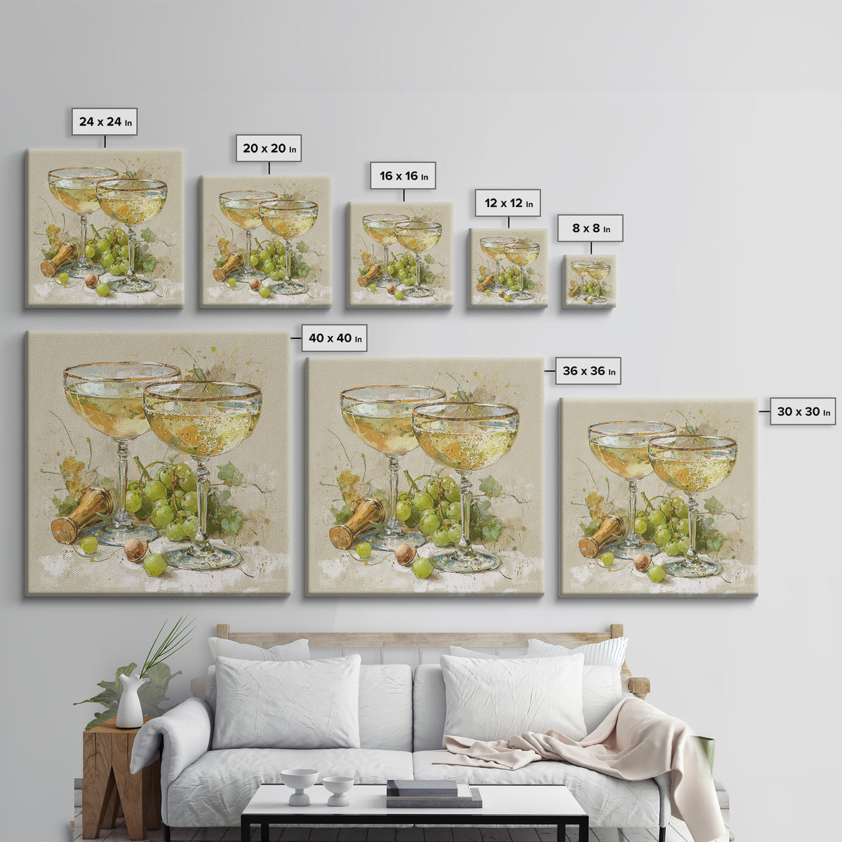 Champagne Coupe with Bubbles and Light Framed Canvas Print, Winery Art, Modern Decor, Winery Decor, Fine Art, Vineyard, WIN-1x1-67