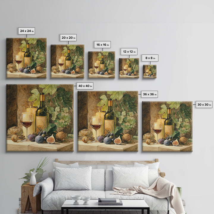Wine Bottle and Glass Still Life Framed Canvas Print, Winery Art, Fine Art Print, Winery Decor, Fine Art, Vineyard, Wall Decor, WIN-1x1-74