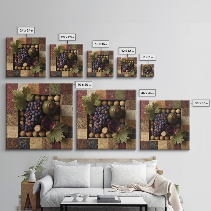 Corks Arranged as Geometric Pattern Canvas Print, Winery Art, Neutral Decor, Winery Decor, Fine Art, Vineyard, Home Decor, WIN-1x1-90