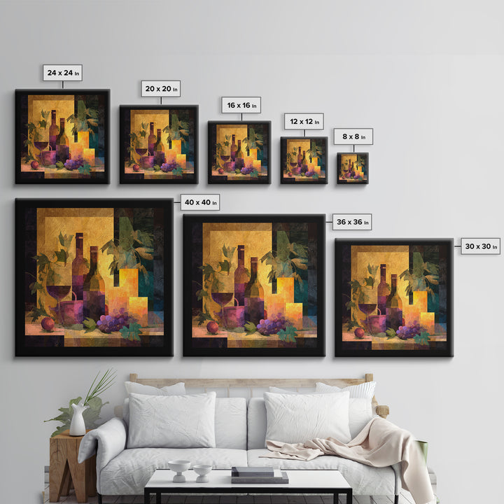 Burgundy Abstract with Gold Accents Canvas Print, Winery Art, Fine Art Print, Winery Decor, Abstract Art, Vineyard, Wall Decor, WIN-1x1-95