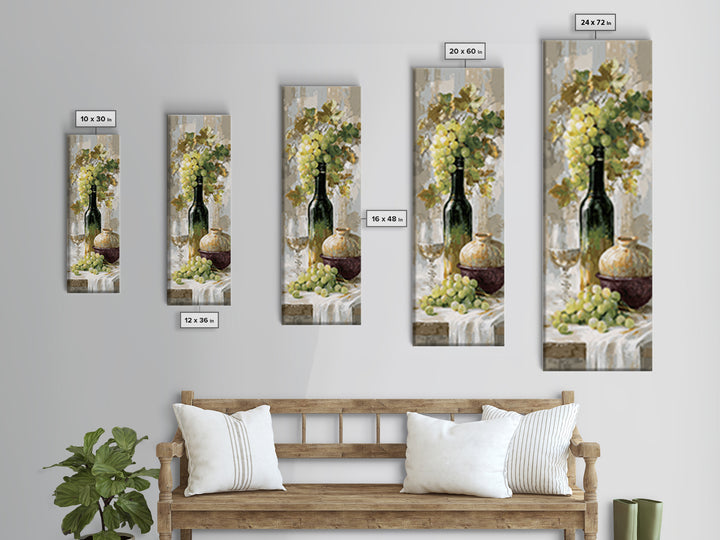 Champagne Grapes and White Linen Still Life Canvas Print, Winery Art, Art, Winery Decor, Fine Art, Vineyard, Farmhouse Decor, WIN-1x3-17