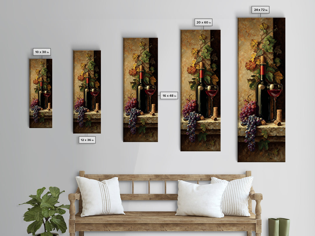 Wine Tasting Flight Rendered as Elegant Still Canvas Print, Winery Art, Bar Art, Winery Decor, Fine Art, Vineyard, WIN-1x3-22