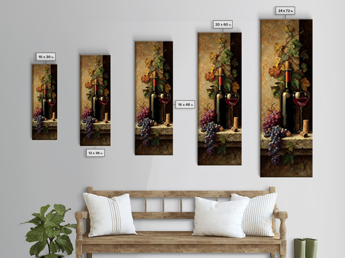 Wine Tasting Flight Rendered as Elegant Still Canvas Print, Winery Art, Bar Art, Winery Decor, Fine Art, Vineyard, WIN-1x3-22