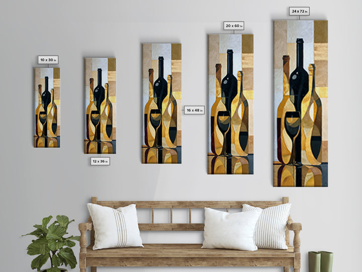 Black and Gold Wine Bottle Silhouette Canvas Print, Winery Art, Painting, Winery Decor, Fine Art, Vineyard, Living Room Decor, WIN-1x3-28