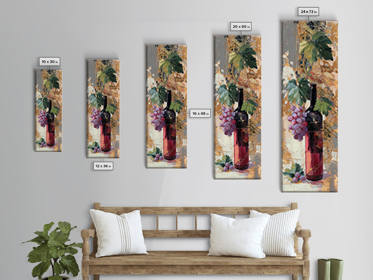 Burgundy Abstract with Gold Accents Canvas Print, Winery Art, Artwork, Winery Decor, Abstract Art, Vineyard, Bar Decor, WIN-1x3-35