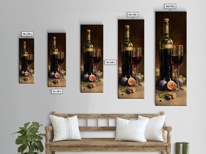 Wine Bottle and Glass Still Life Canvas Print, Winery Art, Gallery Decor, Winery Decor, Fine Art, Vineyard, Wall Art, WIN-1x3-38