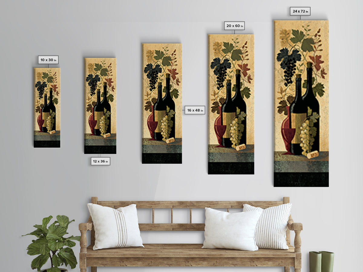 Black and Gold Wine Bottle Silhouette Framed Canvas Print, Winery Art, Minimalist Decor, Winery Decor, Fine Art, Vineyard, WIN-1x3-4