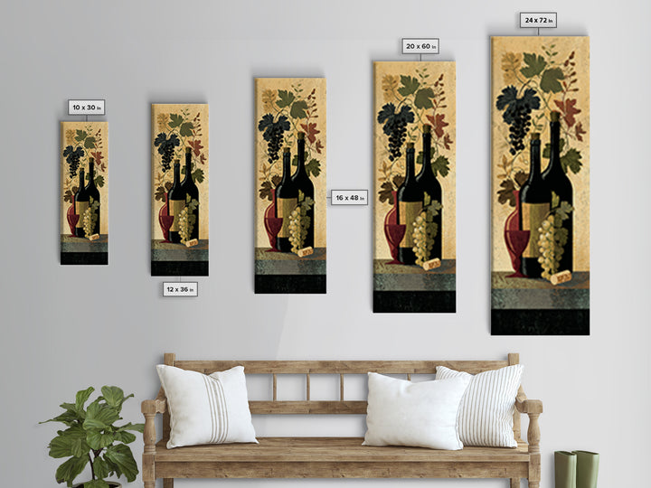 Black and Gold Wine Bottle Silhouette Framed Canvas Print, Winery Art, Minimalist Decor, Winery Decor, Fine Art, Vineyard, WIN-1x3-4