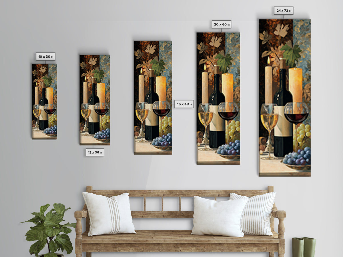 Wine Tasting Flight Rendered as Elegant Still Framed Canvas Print, Winery Art, Modern Decor, Winery Decor, Fine Art, Vineyard, WIN-1x3-46