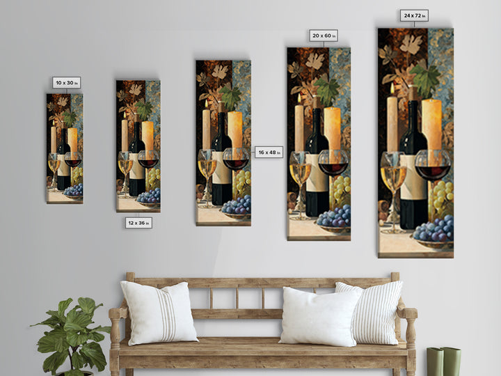 Wine Tasting Flight Rendered as Elegant Still Framed Canvas Print, Winery Art, Modern Decor, Winery Decor, Fine Art, Vineyard, WIN-1x3-46