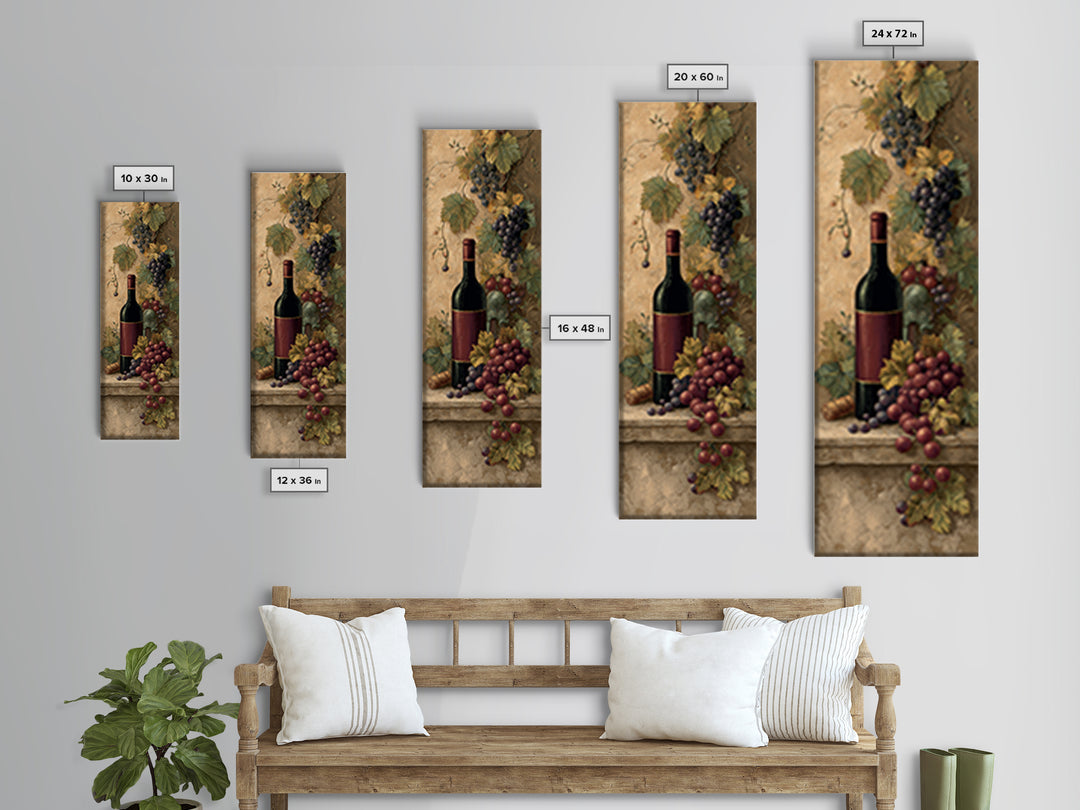 Old Cellar Key and Wine Label Shapes Canvas Print, Winery Art, Oil Painting, Winery Decor, Abstract Art, Vineyard, WIN-1x3-48