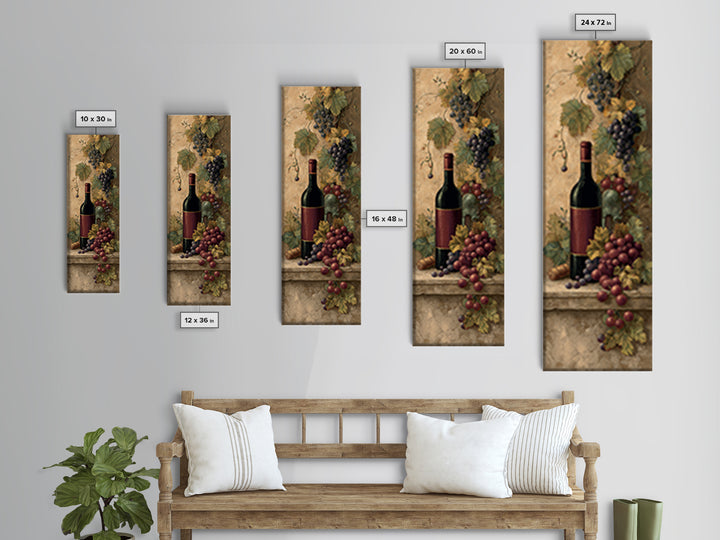 Old Cellar Key and Wine Label Shapes Canvas Print, Winery Art, Oil Painting, Winery Decor, Abstract Art, Vineyard, WIN-1x3-48