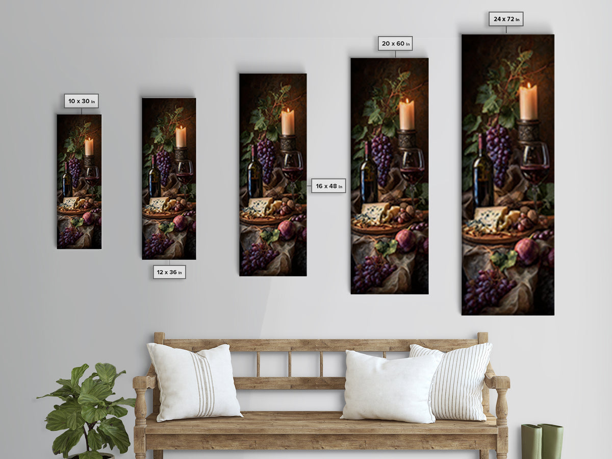 Charcuterie Board with Grapes and Cheese Canvas Print, Winery Art, Modern Decor, Winery Decor, Fine Art, Vineyard, Wall Decor, WIN-1x3-49