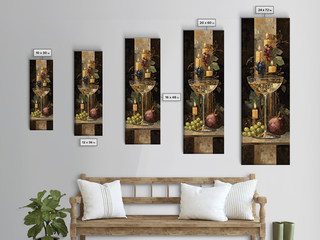 Champagne Coupe with Bubbles and Light Canvas Print, Winery Art, Kitchen Wall Decor, Winery Decor, Oil Painting, Vineyard, WIN-1x3-55
