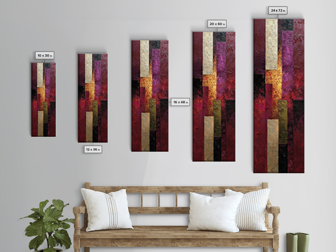 Burgundy Abstract with Gold Accents Canvas Print, Winery Art, Preppy Wall Art, Winery Decor, Vineyard, Statement Artwork, WIN-1x3-59