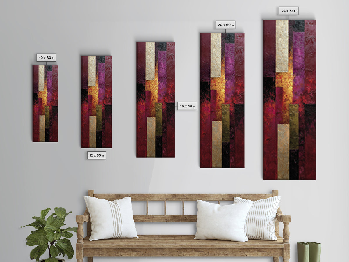 Burgundy Abstract with Gold Accents Canvas Print, Winery Art, Preppy Wall Art, Winery Decor, Vineyard, Statement Artwork, WIN-1x3-59