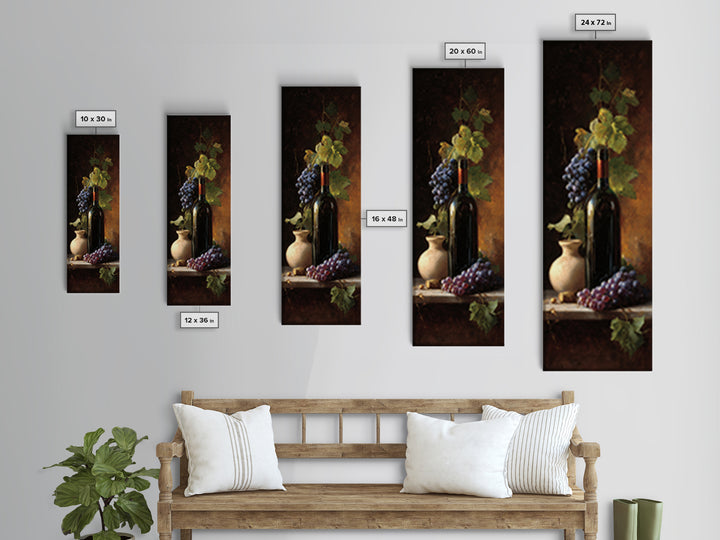 Tuscan Vineyard at Golden Hour Canvas Print, Winery Art, Travel Poster, Winery Decor, Oil Painting, Vineyard, Minimalist Decor, WIN-1x3-63