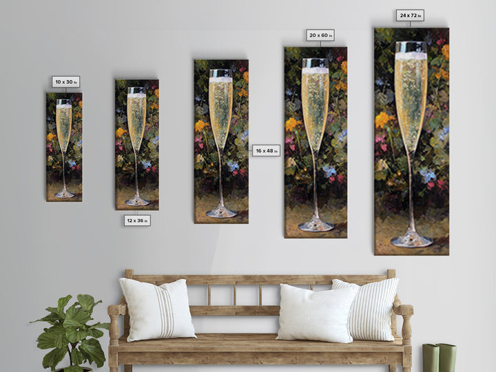 Champagne Coupe with Bubbles and Light Canvas Print, Winery Art, Wall Hanging, Winery Decor, Vineyard, Preppy Wall Art, WIN-1x3-7