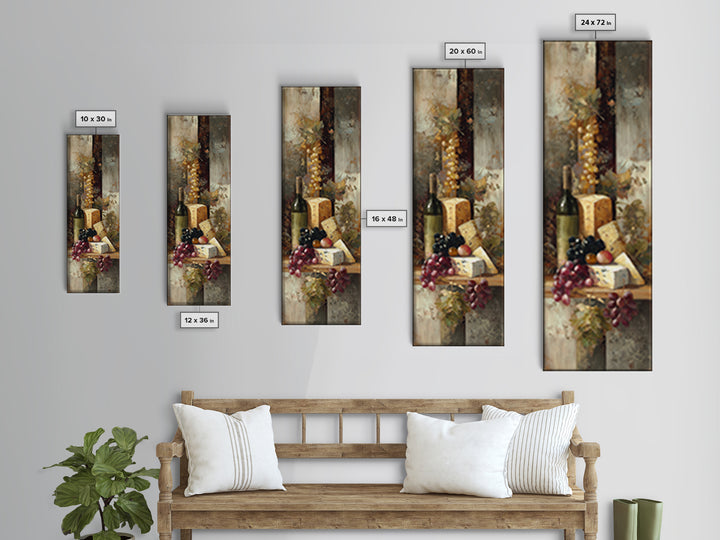 Charcuterie Board with Grapes and Cheese Canvas Print, Winery Art, Kitchen Wall Art, Winery Decor, Fine Art, Vineyard, WIN-1x3-73